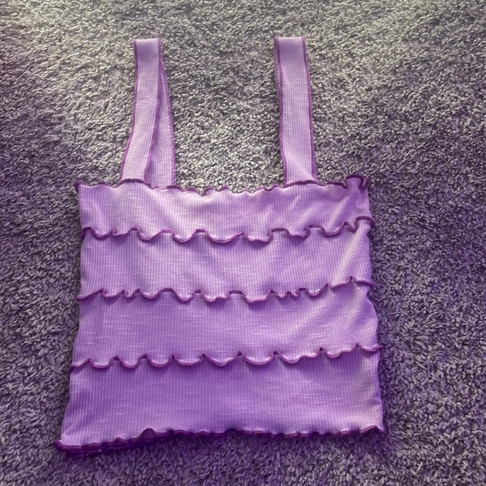 sassy shortcake purple scallop tank top